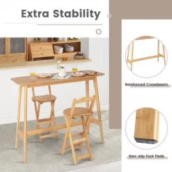 Costway Bamboo Bar Table 48'' High Top Console Dining Pub Table For Narrow Space Natural -Luxe Living Interiors Shop GUEST ffbace25 e298 4ee2 ac38 3222e055efa4